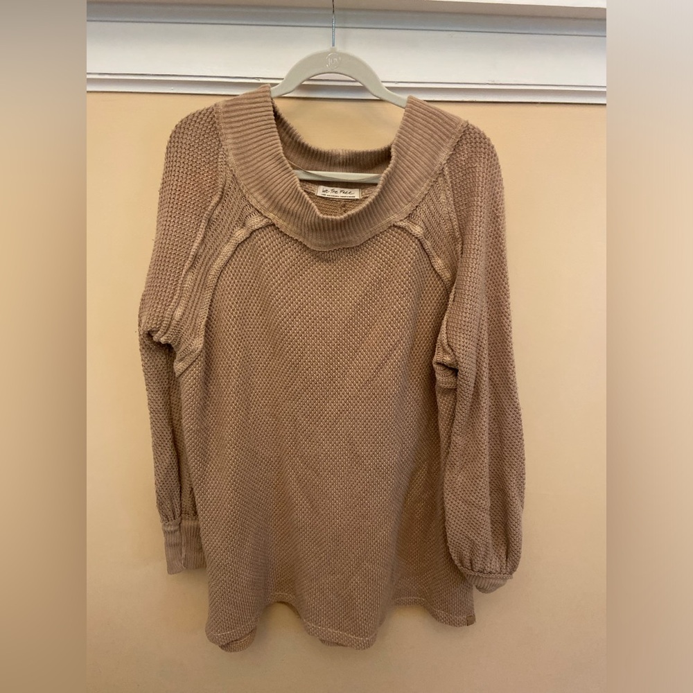 We The Free Taupe Cowl Neck Sweater